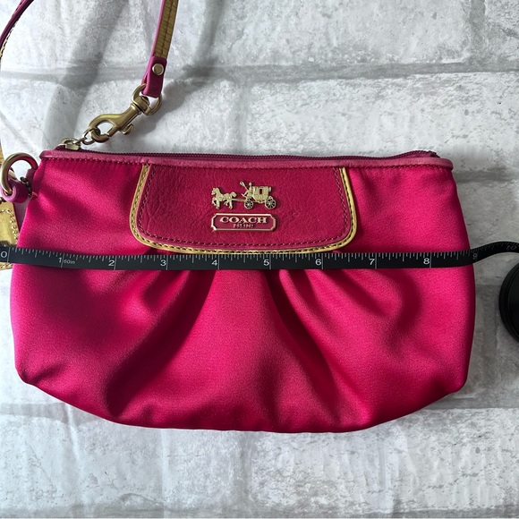 Coach Satin Amanda Hot Pink Wristlet with Gold Accents - Picture 8 of 9